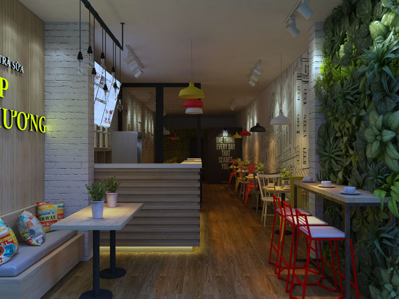 thiết kế quán trà sữa, cà phê