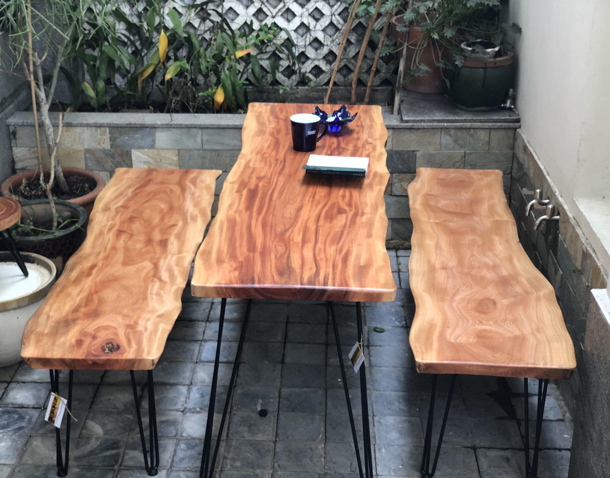 bàn gỗ xà cừ nguyên tấm
